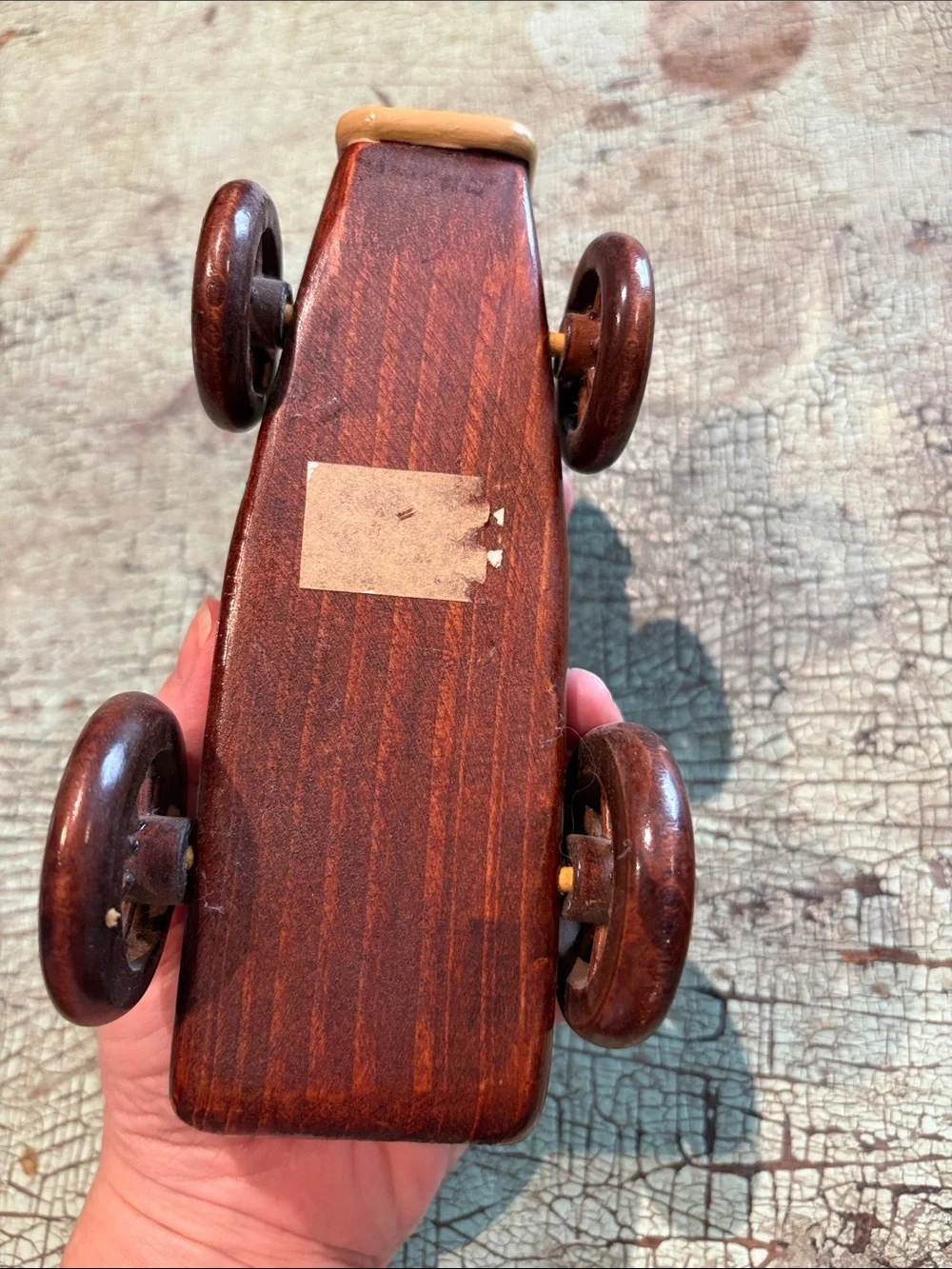 Vintage Wooden Roadster Car Trinket Box Hinged Hood Handcrafted 8” Decor